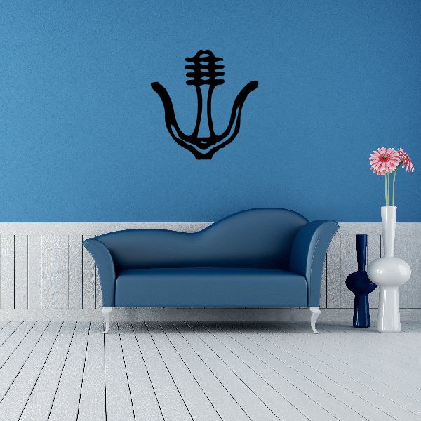 Egyptian hieroglyphic floral symbol decal, black ornamental hand shape