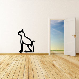 Seated cat wall decal, black silhouette, removable sticker