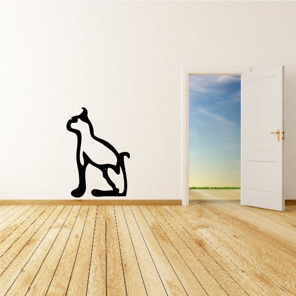 Seated cat wall decal, black silhouette, removable sticker