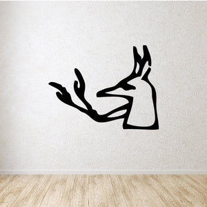 Egyptian hieroglyphics headed arms figure wall decal, black silhouette