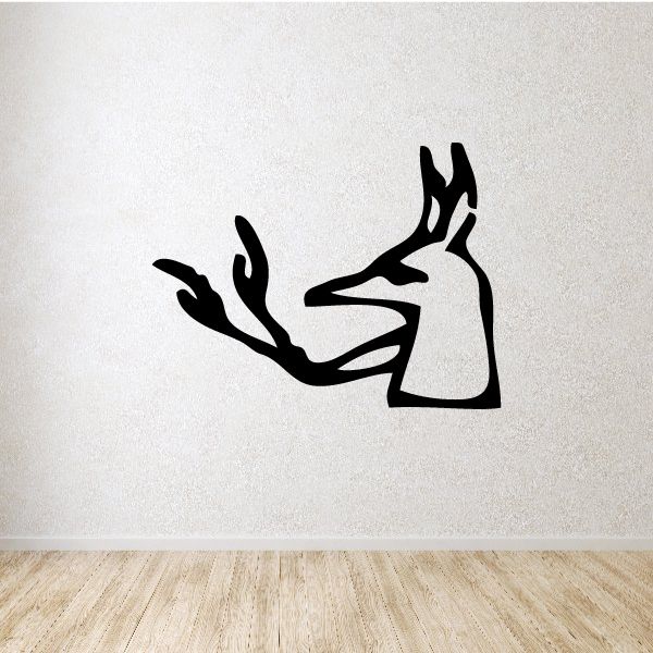 Egyptian hieroglyphics headed arms figure wall decal, black silhouette
