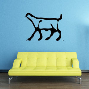 Egyptian-style decal of a headless walking creature silhouette, black