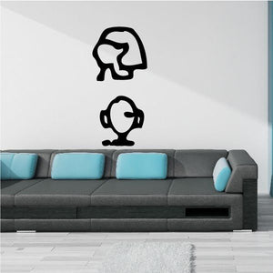 Egyptian hieroglyphics heads wall decal, set of two black icons