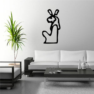 Egyptian hieroglyphic lion figure wall decal in black