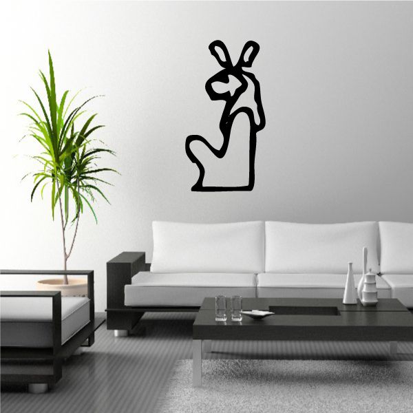 Egyptian hieroglyphic lion figure wall decal in black