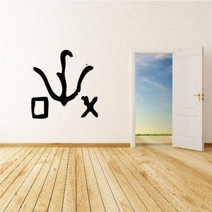 Black Egyptian hieroglyphic lotus square wall decal with bold symbols