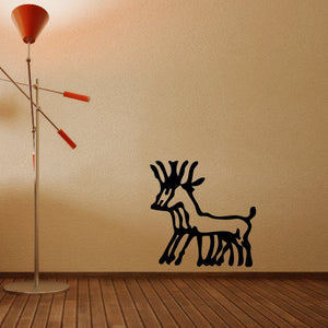 Egyptian hieroglyphics deer wall decal, black silhouette of multiple deer