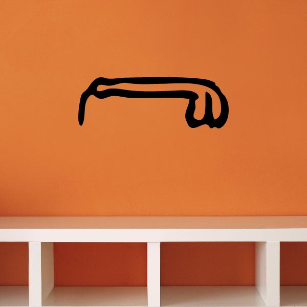Black phallic wall decal with Egyptian-style hieroglyph markings