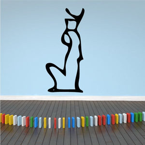 Egyptian-style queen decal, black hieroglyphic figure silhouette