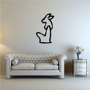 Standing black rabbit hieroglyphics wall decal outline