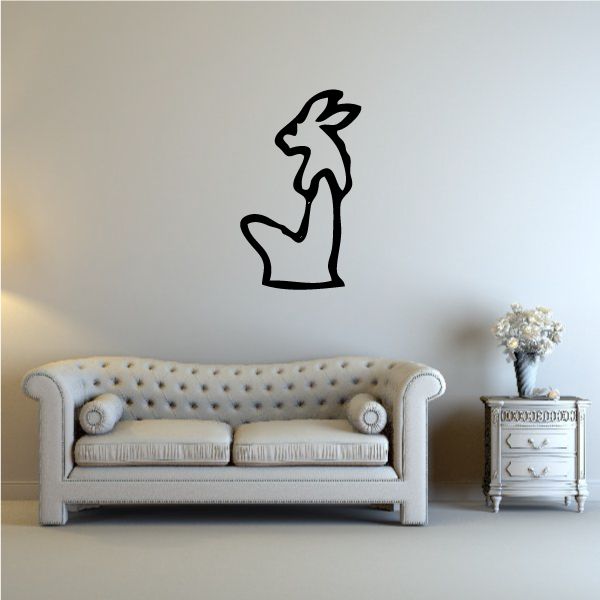 Standing black rabbit hieroglyphics wall decal outline