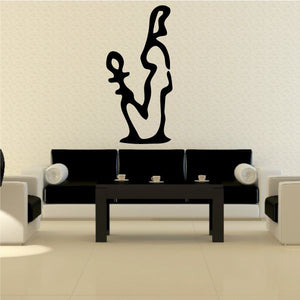 Black seated Egyptian official wall decal with ankh symbol