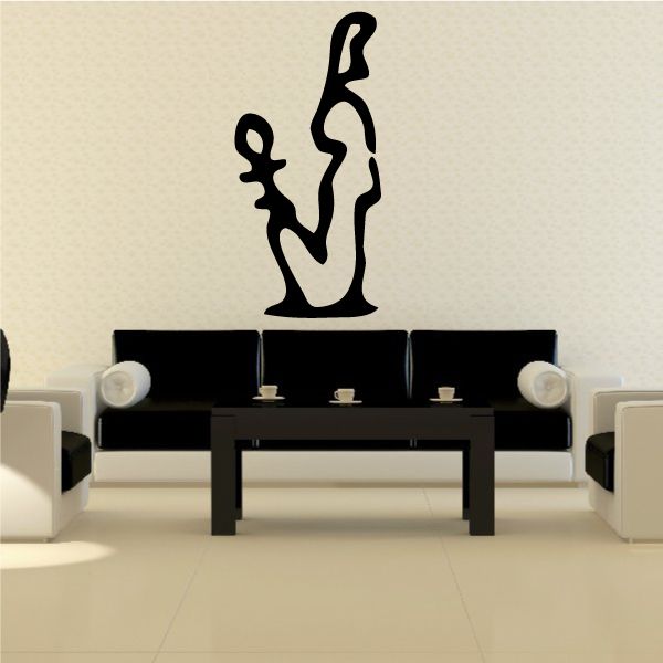 Black seated Egyptian official wall decal with ankh symbol