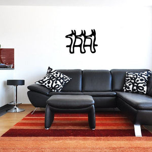 Black Egyptian hieroglyphics-style three llama head wall decal