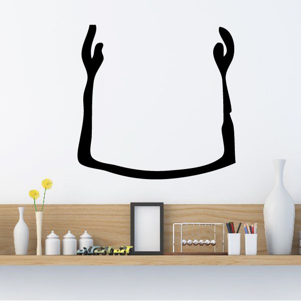 Egyptian hieroglyphics wall decal with black U-shaped arm symbol