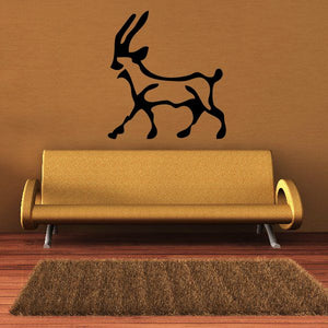 Black walking antelope decal with Egyptian hieroglyph-style markings