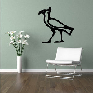 Egyptian hieroglyphics walking bird wall decal, black bird silhouette