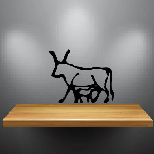 Image of Egyptian Hieroglyphics Walking Cow Decal