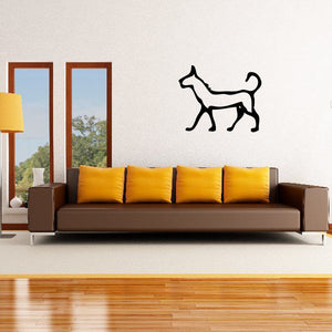 Walking dog wall decal in black outline style