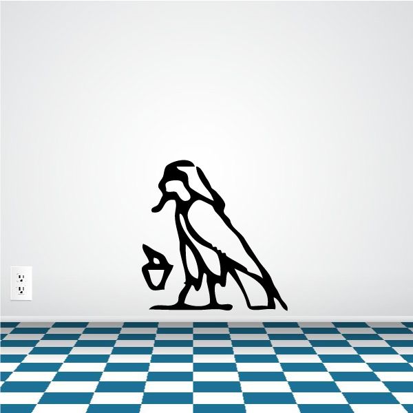 Walking falcon hieroglyphics vinyl decal, black silhouette