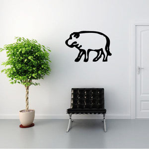 Walking hippo wall decal in black with simple Egyptian-style detailing