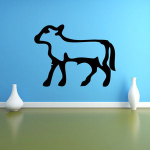 Walking lamb wall decal, black silhouette
