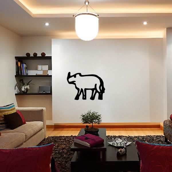 Walking rhino wall decal, black silhouette