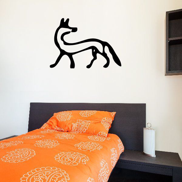 Black Egyptian hieroglyphics wall decal with stylized animal figure