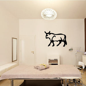 Egyptian hieroglyphics vinyl wall decal: black bull silhouette with symbols