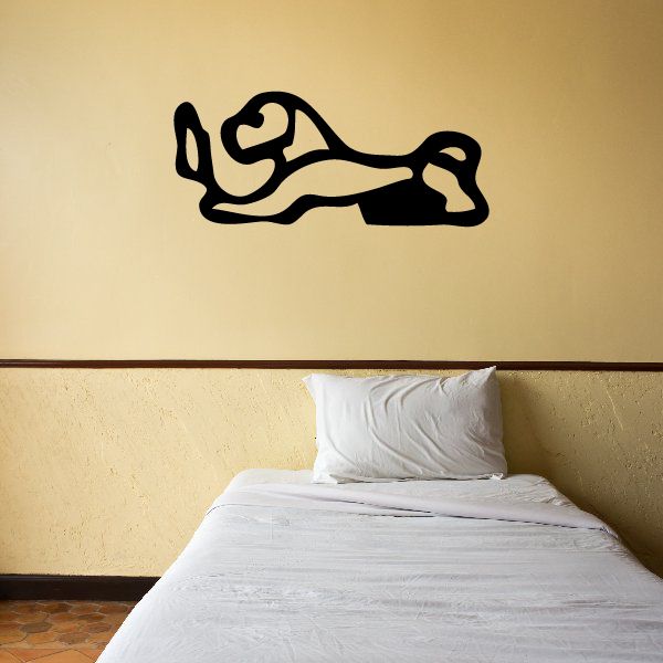 Egyptian hieroglyph wall decal, black vinyl symbol with curving lines and shapes