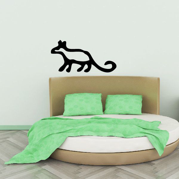 Black Egyptian-style cat hieroglyph wall decal in vinyl finish