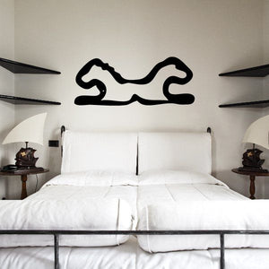 Black Egyptian hieroglyphic vinyl wall decal with curved symbol design for walls