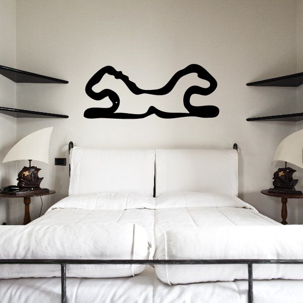 Black Egyptian hieroglyphic vinyl wall decal with curved symbol design for walls