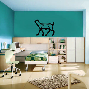 Vinyl wall decal with black Egyptian hieroglyph-style cat figure