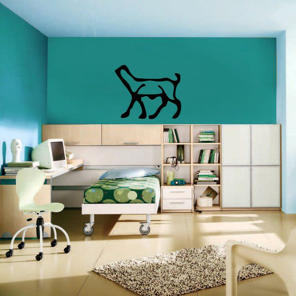 Vinyl wall decal with black Egyptian hieroglyph-style cat figure