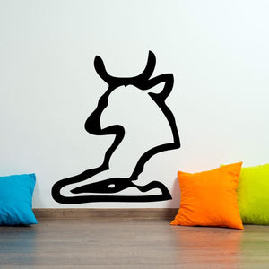 Egyptian hieroglyph wall decal: black stylized animal-like figure silhouette