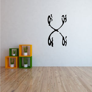 Egyptian hieroglyphics wall decal, black vinyl symbol with curved marks