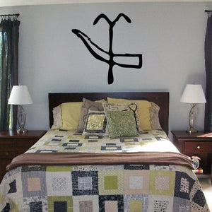 Black Egyptian hieroglyphics wall decal with stylized symbol