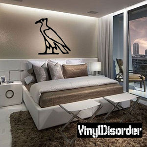 Egyptian hieroglyph wall decal, black stylized bird figure on smooth surface