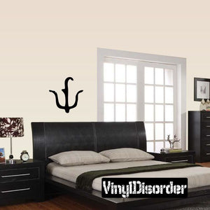 Black Egyptian hieroglyph wall decal with birdlike symbol