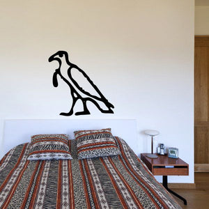 Egyptian hieroglyphics wall decal, black stylized bird-like symbol