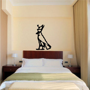 Egyptian hieroglyphics wall decal in black, stylized animal silhouette