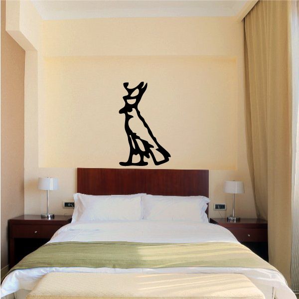 Egyptian hieroglyphics wall decal in black, stylized animal silhouette