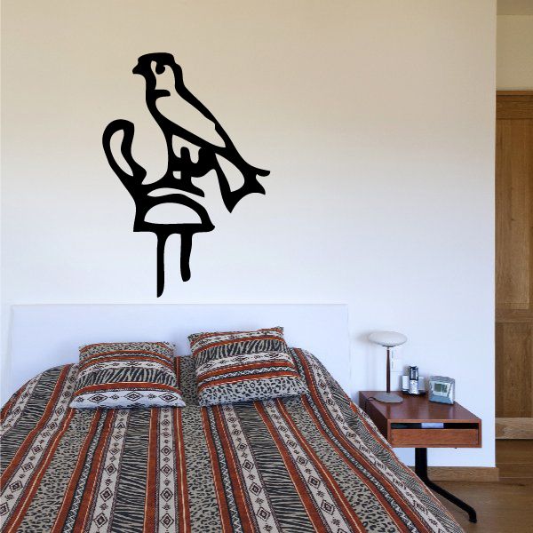 Black Egyptian hieroglyphic bird wall decal, vinyl silhouette