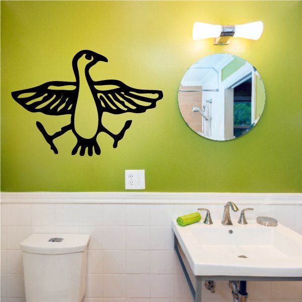Egyptian hieroglyphics wall decal with black winged bird symbol