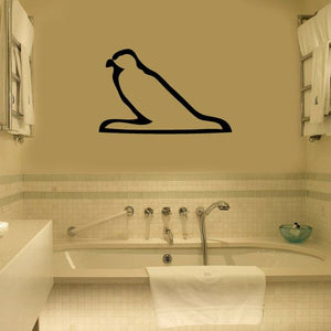 Egyptian hieroglyphics wall decal, black seated bird silhouette