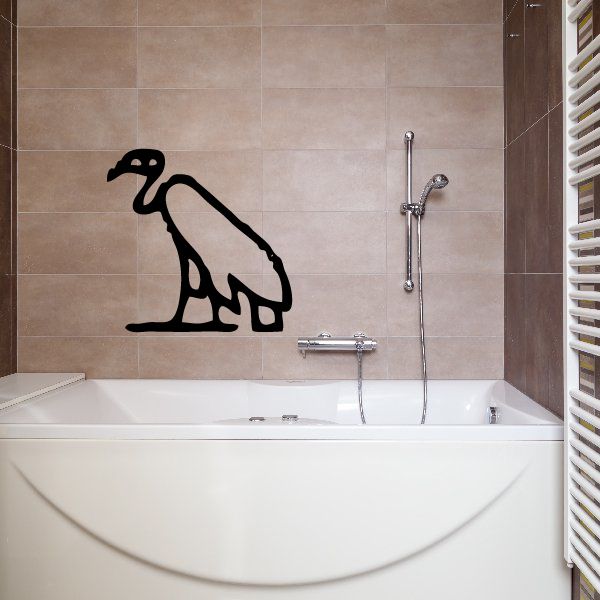 Egyptian hieroglyphics wall decal, black stylized animal silhouette on wall