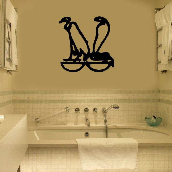 Egyptian hieroglyphics wall decal with black ankh symbols