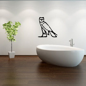 Egyptian hieroglyph wall decal with black stylized bird/figure silhouette
