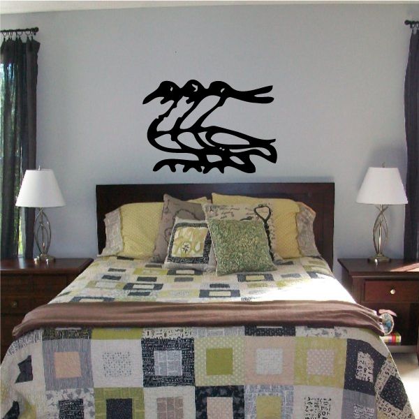 Egyptian-style hieroglyphics vinyl wall decal, black symbol on light wall
